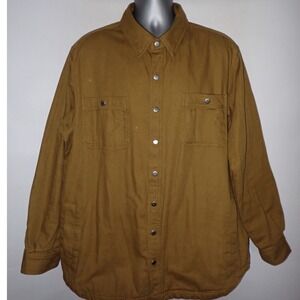 Duluth XLT Canvas Flannel Lined Shacket Jacket Mens Brown Snap Work Outdoor